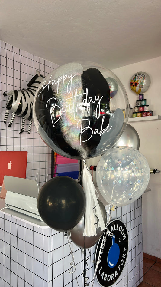 Bouquet Burbuja Holográfica + 4 Látex