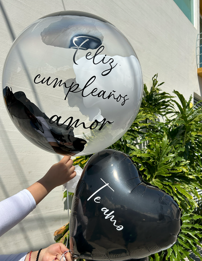 Bouquet Burbuja Manchas + Corazón + 3 látex